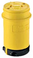 Cooper Wiring L1920CY Locking Device Connector, 20A 277/480V, 3-Phase, L19-20R, 4P4W, Polarized, Non-Grounding - Nylon Interior, Santoprene Thermoplastic Elastomeric Over Glass-Filled Polypropylene Exterior - Black, Yellow