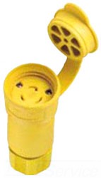 Cooper Wiring L720CW Locking Device Connector, 20A 277V, L7-20R, 2P3W, Polarized, Grounding - Nylon Interior, Santoprene Thermoplastic Elastomeric Over Glass-Filled Polypropylene Exterior - Yellow