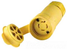 Cooper Wiring L1830CW Locking Device Connector, 30A 120/208V, 3-Phase, L18-30R, 4P4W, Polarized, Non-Grounding - Nylon Interior, Santoprene Thermoplastic Elastomeric Over Glass-Filled Polypropylene Exterior - Yellow