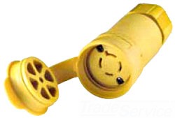Cooper Wiring L1920CW Locking Device Connector, 20A 277/480V, 3-Phase, L19-20R, 4P4W, Polarized, Non-Grounding - Nylon Interior, Santoprene Thermoplastic Elastomeric Over Glass-Filled Polypropylene Exterior - Yellow
