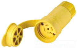 Cooper Wiring L2320CW Locking Device Connector, 20A 347/600V, 3-Phase, L23-20R, 4P5W, Polarized, Grounding - Nylon Interior, Santoprene Thermoplastic Elastomeric Over Glass-Filled Polypropylene Exterior - Yellow