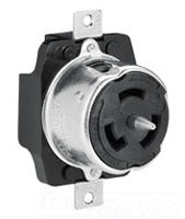 Cooper Wiring CS8369 Locking Device Single Receptacle, 50A 250V, 3-Phase, Non-NEMA Locking, Grounding - Corrosion Resistant - Glass-Filled Nylon Interior, Steel Exterior - Black