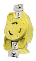 Cooper Wiring CRL630R Locking Device Single Receptacle, 30A 250V, L6-30R, Grounding - Corrosion Resistant, Chemical Resistant - Thermoplastic/Glass-Filled Nylon - Yellow