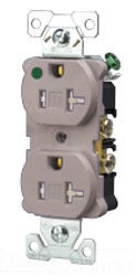 Cooper Wiring TR8300BM Modular Duplex Outlet, 125V 20A, 2P3W, 5-20R, Hospital - Grounding - Nylon Face, PVC Base - Brown