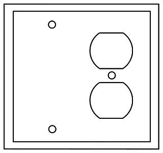 Cooper Wiring PJ138GY Decora Wall Plate, (1) Blank, (1) Duplex Receptacle, 2-Gang, Mid, Polycarbonate - Gray