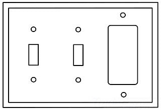 Cooper Wiring PJ226BK Decora Wall Plate, (1) Decorator, (2) Toggle Switch, 3-Gang, Mid, Polycarbonate - Black