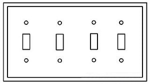 Cooper Wiring PJ4LA Decora Wall Plate, (4) Toggle Switch, 4-Gang, Mid, Polycarbonate - Light Almond w/ High Gloss