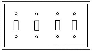 Cooper Wiring PJ4LA Decora Wall Plate, (4) Toggle Switch, 4-Gang, Mid, Polycarbonate - Light Almond w/ High Gloss
