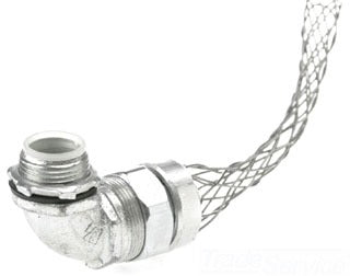 Cooper Wiring LTB190 Conduit Connector & Grip, Single Weave, Insulated, 90 Deg - 6-1/8 Inch