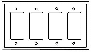 Cooper Wiring PJ264GY Decora Wall Plate, GFCI, (4) Decorator, 4-Gang, Mid-Sized, Polycarbonate - Gray