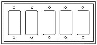Cooper Wiring PJ265W Decora Wall Plate, GFCI, (5) Decorator, 5-Gang, Mid-Sized, Polycarbonate - White