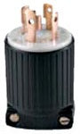 Cooper Wiring L1430P Locking Device Plug, 30A 125/250V, L14-30P, 3P4W, Polarized, Grounding - Polycarbonate - Black, White
