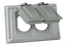 Cooper Wiring S1952 Weatherproof Receptacle Cover & Lid, (1) Combination Device/Duplex Receptacle, Self Closing, Plastic - 4.56 InchW x 2.87 Inch H - Gray