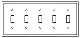 Cooper Wiring PJ5BK Decora Wall Plate, (5) Toggle Switch, 5-Gang, Mid, Polycarbonate - Black