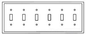 Cooper Wiring PJ6GY Decora Wall Plate, (6) Toggle Switch, 6-Gang, Mid, Polycarbonate - Gray
