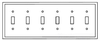 Cooper Wiring PJ6GY Decora Wall Plate, (6) Toggle Switch, 6-Gang, Mid, Polycarbonate - Gray
