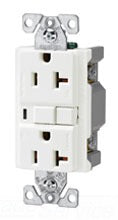 Cooper Wiring VGF20GY GFCI Duplex Outlet, 20A 125V, 5-20R, 2P3W, Back, Side, Specification w/ PVC Bottom, Nylon Top - Gray