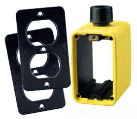 Cooper Wiring WD3059BK-LLN Portable Outlet Box & Cover Plate Kit, (2) Single Receptacle, Standard Depth, Rugged Alcryn/Valox - Black