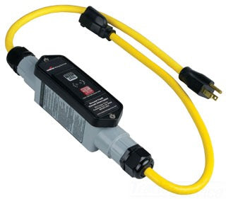 Cooper Wiring GFI12A133 Surge Protection, Portable GFCI In-Line Cord Set, 120V, at 60 Hz 20A, NEMA 5-20R & 120V, at 60 Hz 20A, NEMA 5-20P, 12/3 SJEOOW, Straight Blade, Automatic - 2 Ft