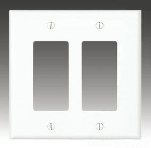 Cooper Wiring PJ262AMW Decora Wall Plate, GFCI, (2) Decorator, 2-Gang, Mid-Sized, Flat, Polycarbonate - White
