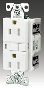 Cooper Wiring TRVGF15V GFCI Duplex Outlet, 15A 125V, 5-15R, 2P3W, Back, Side, Specification - Ivory