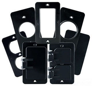 Cooper Wiring WD3054BK Portable Outlet Box Cover Plate, 1.39 Inch Dia Single Receptacle Opening - Black