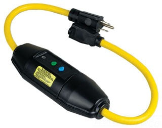Cooper Wiring GFI11A639 Surge Protection, Portable GFCI In-Line Cord Set, 120V, at 60 Hz 15A, NEMA 5-15R & 120V, at 60 Hz 15A, NEMA 5-15P, 12/3 SJTW, Straight Blade, Automatic - 50 Ft