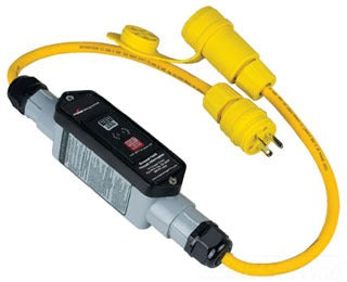 Cooper Wiring GFI11A455 Surge Protection, Portable GFCI In-Line Cord Set, 120V, at 60 Hz 15A, NEMA 5-15R & 120V, at 60 Hz 15A, NEMA 5-15P, 12/3 SJTW, Straight Blade, Automatic, Watertight - 25 Ft