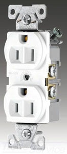 Cooper Wiring CR15V Duplex Outlet, 125V 15A, 2P3W, 5-15R, Commercial, Grounding - Side Wired - Ivory