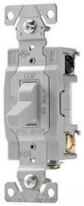Cooper Wiring CSB320GY AC Toggle Switch, 20A 120/277V, 3-Way, 1 HP at 120V, 2 HP at 277V, Nylon, Back, Side Wired, Commercial - Gray