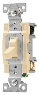 Cooper Wiring CS320V AC Toggle Switch, 20A 120/277V, 3-Way, 1 HP at 120V, 2 HP at 277V, Nylon, Side Wired, Commercial - Ivory