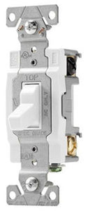 Cooper Wiring CS115W AC Toggle Switch, 15A 120/277V, 1-Pole, 1/2 HP at 120V, 2 HP at 277V, Nylon, Side Wired, Commercial - White