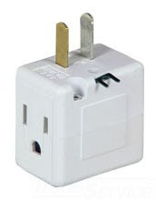 Cooper Wiring SA483W Outlet Adapter, Single Receptacle to Three Outlet, (3) 125V, 15A 2-Pole 3-Wire, 1-15R to 5-15R - White