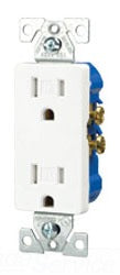 Cooper Wiring TR1107-9BK Decora Duplex Outlet, 125V 15A, 2P3W, 5-15R, Residential, Automatic Grounding - Side, Push-In Wiring - Thermoplastic Face/Back Body - Black