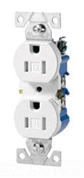 Cooper Wiring TR270LA-BOX Duplex Outlet, 125V 15A, 2P3W, 5-15R, Residential, Grounding - Side, Push Wired - Light Almond