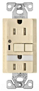Cooper Wiring TRVGFNL15V GFCI Duplex Outlet, 15A 125V, 5-15R, 2P3W, Back, Side, Specification w/ Polycarbonate Bottom, Nylon/Thermoplastic Top - Ivory