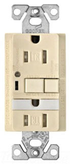 Cooper Wiring TRVGFNL15W GFCI Duplex Outlet, 15A 125V, 5-15R, 2P3W, Back, Side, Specification w/ Polycarbonate Bottom, Nylon/Thermoplastic Top - White