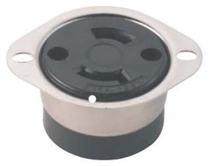 Cooper Wiring CWL115FO Locking Flanged Outlet, 15A 125V, L1-15R, 2P2W, Polarized, Non-Grounding, Glass-Filled Nylon - Black, White