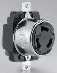 Cooper Wiring CS6369 Locking Device Single Receptacle, 50A 125/250V, Non-NEMA Locking, Grounding - Corrosion Resistant - Glass-Filled Nylon Interior, Steel Exterior - Black