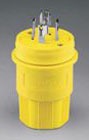 Cooper Wiring L2330PW Locking Device Plug, 30A 347/600V, 3-Phase, L23-30P, 4P5W, Polarized, Grounding - Nylon Interior, Thermoplastic Elastomeric Over Glass-Filled Polypropylene Shell, 0.069 Inch Thk Nickel Plated Brass Blade - Yellow