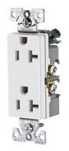 Cooper Wiring TR6352LA-BOX Decora Duplex Outlet, 125V 20A, 2P3W, 5-20R, Commercial, Grounding - Back, Side Wiring - Light Almond