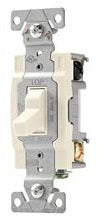 Cooper Wiring CS415LA AC Toggle Switch, 15A 120/277V, 4-Way, 1/2 HP at 120V, 2 HP at 277V, Nylon, Side Wired, Commercial - Light Almond