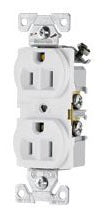 Cooper Wiring IG5262W Duplex Outlet, 125V 15A, 2P3W, 5-15R, Construction, Isolated Ground - Back, Side Wired - White