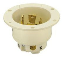Cooper Wiring CWL1330FI Locking Flanged Inlet, 30A 600V, 3-Phase, L13-30P, 3P3W, Polarized, Non-Grounding - Nylon - White
