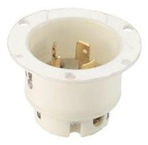 Cooper Wiring CWL1230FI Locking Flanged Inlet, 30A 480V, 3-Phase, L12-30P, 3P3W, Polarized, Non-Grounding - Nylon - White
