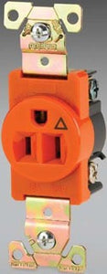 Cooper Wiring IG5261RN Single Outlet, 15A 125V, 2P3W, 5-15R, Isolated Ground, Back, Side Wired, Premium Industrial, Nylon Face/Base, Chemical Resistant, Impact Resistant - Orange