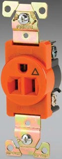 Cooper Wiring IG5261RN Single Outlet, 15A 125V, 2P3W, 5-15R, Isolated Ground, Back, Side Wired, Premium Industrial, Nylon Face/Base, Chemical Resistant, Impact Resistant - Orange