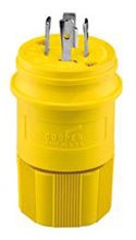 Cooper Wiring L1430PW Locking Device Plug, 30A 125/250V, L14-30P, 3P4W, Polarized, Grounding - Nylon Interior, Thermoplastic Elastomeric Over Glass-Filled Polypropylene Shell, 0.069 Inch Thk Nickel Plated Brass Blade - Yellow