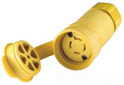 Cooper Wiring L1820CW Locking Device Connector, 20A 120/208V, 3-Phase, L18-20R, 4P4W, Polarized, Non-Grounding - Filled Polypropylene Exterior - Yellow