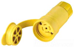 Cooper Wiring L2120CW Locking Device Connector, 20A 120/208V, 3-Phase, L21-20R, 4P5W, Polarized, Grounding - Nylon Interior - Yellow